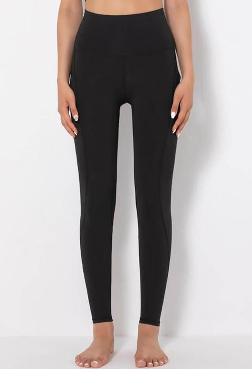 Solid Mid-Waist Pocket Legging - Simple - Mayzia