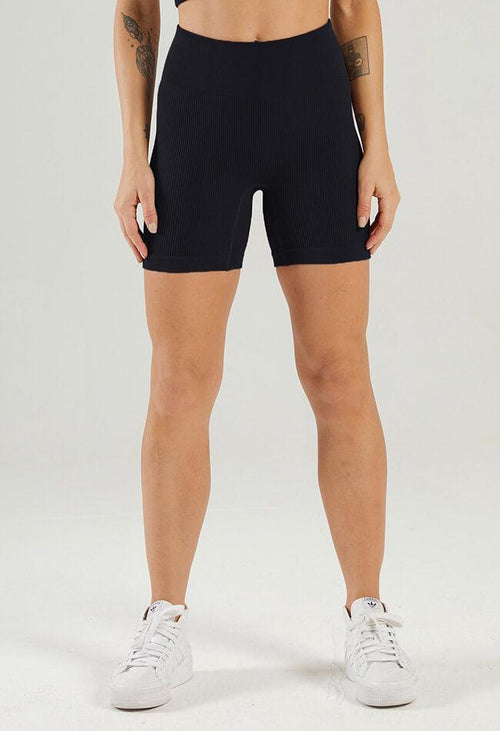 Solid Ribbed High Waist Seamless Shorts - Century - Mayzia