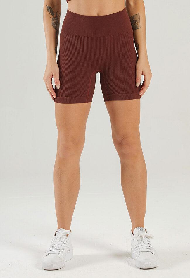 Solid Ribbed High Waist Seamless Shorts - Century - Mayzia