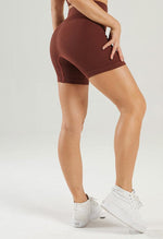 Solid Ribbed High Waist Seamless Shorts - Century - Mayzia