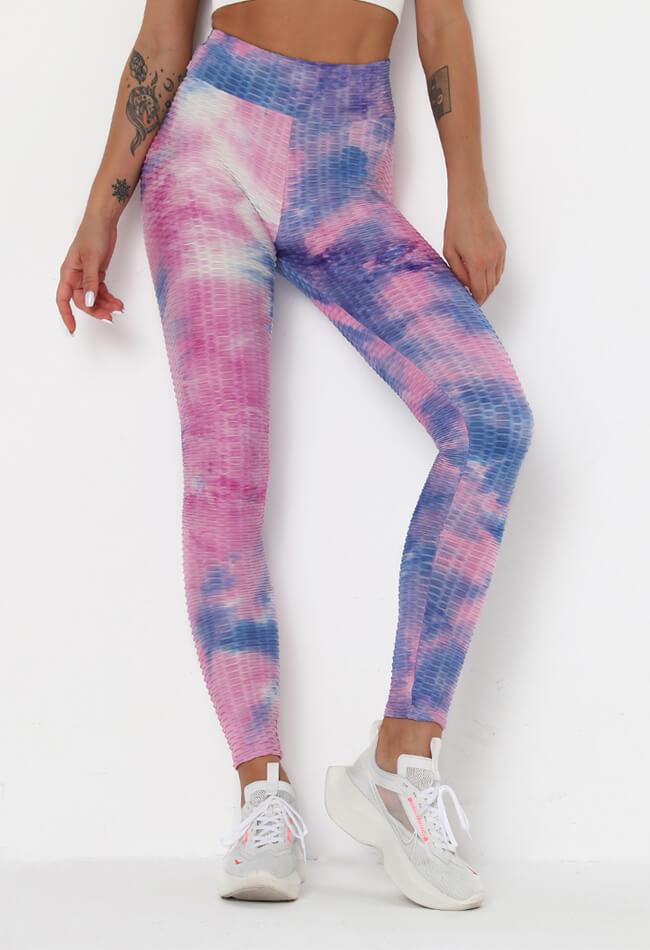 Plus Size Melting Stripes Tie Dye Cotton Leggings in Magenta - ShopperBoard