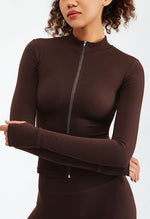 Zip-Up Compression Crop Top - Luna - Mayzia