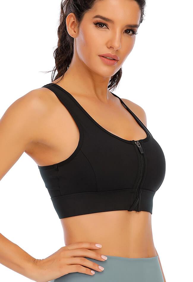 Zipper High Impact Sports Bra - Mayzia