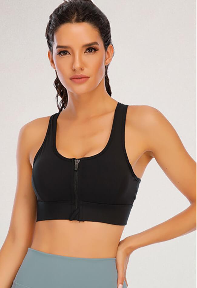 Zipper High Impact Sports Bra - Mayzia